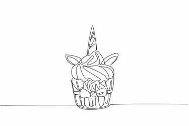 single continuous line drawing colorful unicorn vector image