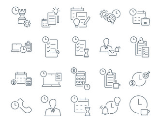 Time management icons set productivity vector