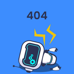 error 404 robot character technology vector image