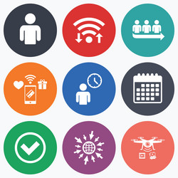 queue icon person waiting sign check and time vector image
