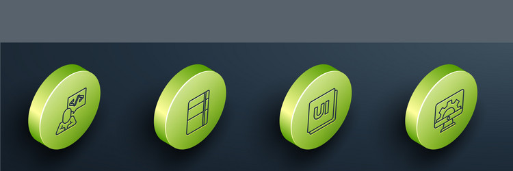 set isometric line front end development vector image