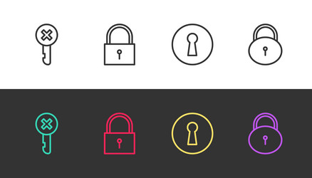 set line wrong key lock keyhole and on black vector image