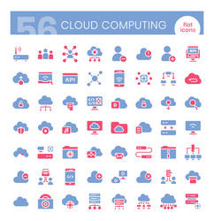 cloud computing icons bundle flat two-color vector image