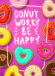Frame with glaze donuts and sprinkles Royalty Free Vector