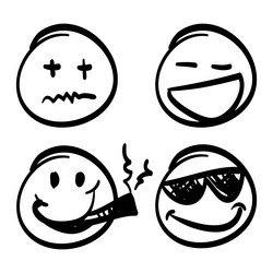 Doodle set emoticons emoji character vector