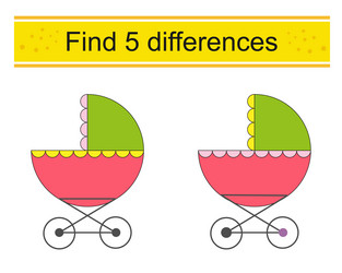 find 5 differences logic puzzle game for kids vector image