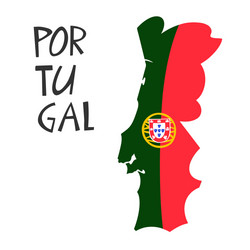 Hand drawn stylized map portugal with flag vector