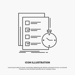 Todo task list check time icon line gray symbol vector