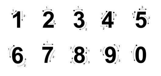 writing numbers practice how vector image