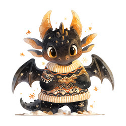 Cute Black Dragon New Year Illustration Vector Image