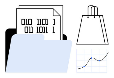 digital data management with folder binary vector image