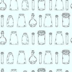 Empty bottles in a row seamless pattern vector