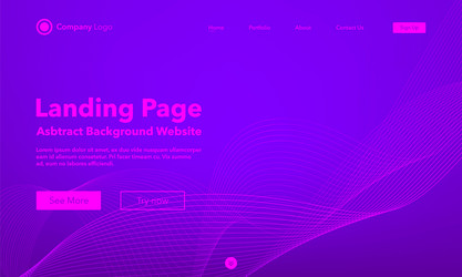 Gradient abstract wave background landing page vector