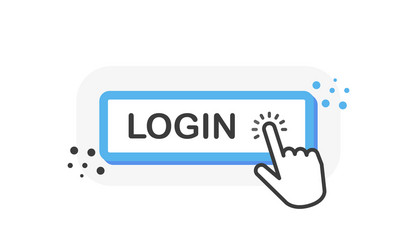 login blue 3d button with hand pointer clicking vector image