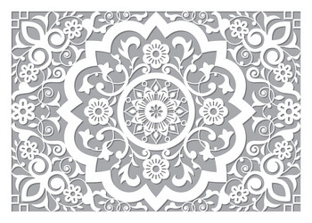 moroccan retro carved mandala in rectangle frame vector