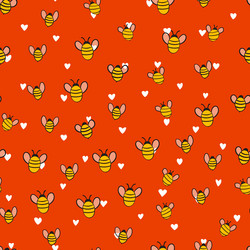 seamless pattern with bees on color background vector image