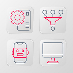 set line computer monitor chat bot funnel filter vector image