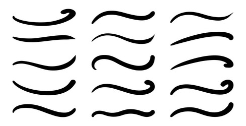 Swoosh swash underline stroke set hand drawn vector