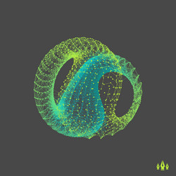 wireframe object with lines and dots abstract 3d vector image