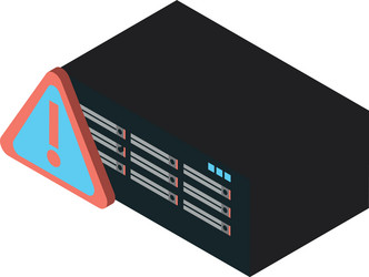 data server tower with alert symbol vector image
