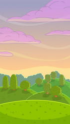 funny cartoon evening nature landscape vector