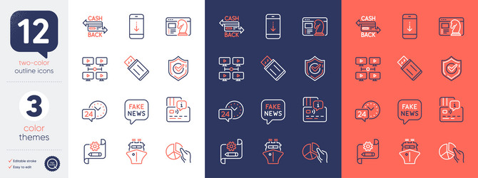 set of scroll down cogwheel blueprint and usb vector image