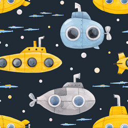 watercolor underwater submarine pattern vector