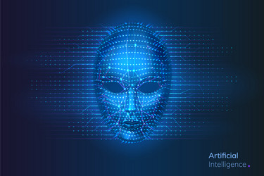 AI Cybernetic Face - Neural Network vector image