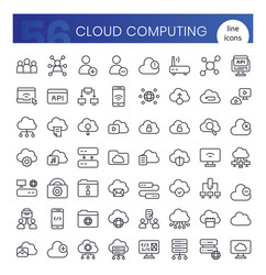 cloud computing icons bundle thin outline vector image