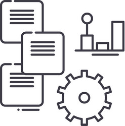 data processing icon linear isolated vector image