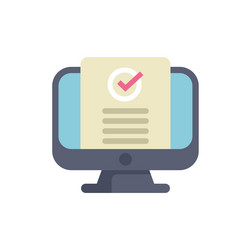 desktop computer displaying validated document vector image
