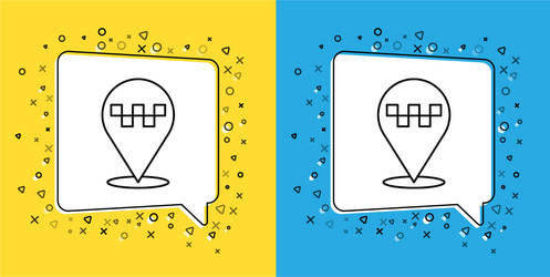 set line map pointer with taxi icon isolated vector image