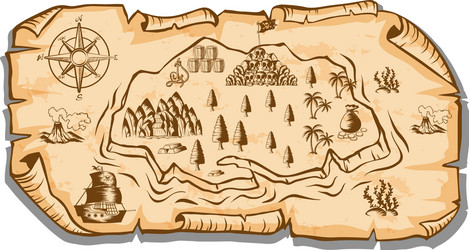 Ancient treasure map Royalty Free Vector Image