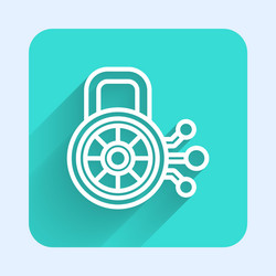 White line cyber security icon isolated with long vector