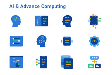 Ai artificial intelligence advance computing icon vector