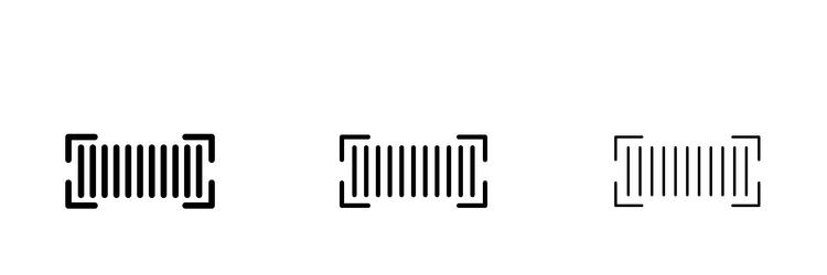 barcode read icons in three different stroke lines vector image
