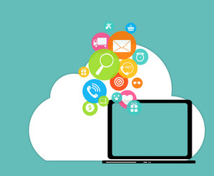 cloud computing concept on different electronic vector image