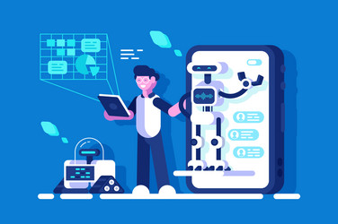 developer making presentation of chat bot vector image