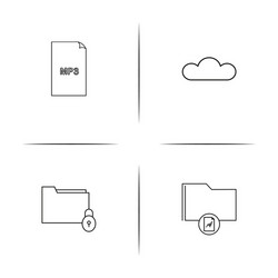 files and folders sign simple linear icons set vector image