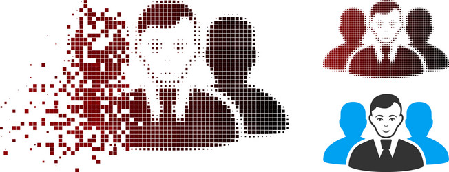 Fragmented pixel halftone user group icon vector