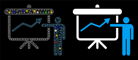 glowing mesh network project presentation icon vector image