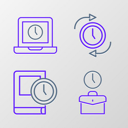 set line work time for book clock with arrow vector image