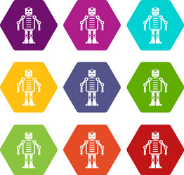 artificial intelligence robot icon set color vector image