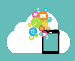 cloud computing concept on different electronic vector image