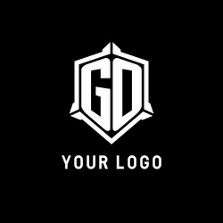 go logo initial with shield shape design style vector image