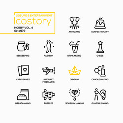 Hobbies and collecting - line design style icons vector