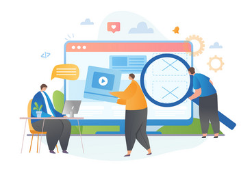 young male characters are programming and coding vector image