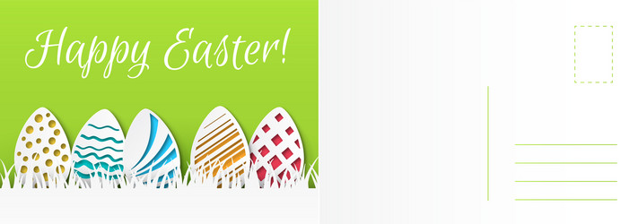 Happy easter card cartoon holiday colored eggs vector