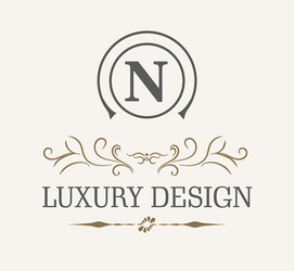 retro royal vintage shield logotype calligraphy vector image