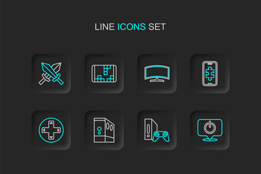 set line power button game console with joystick vector image
